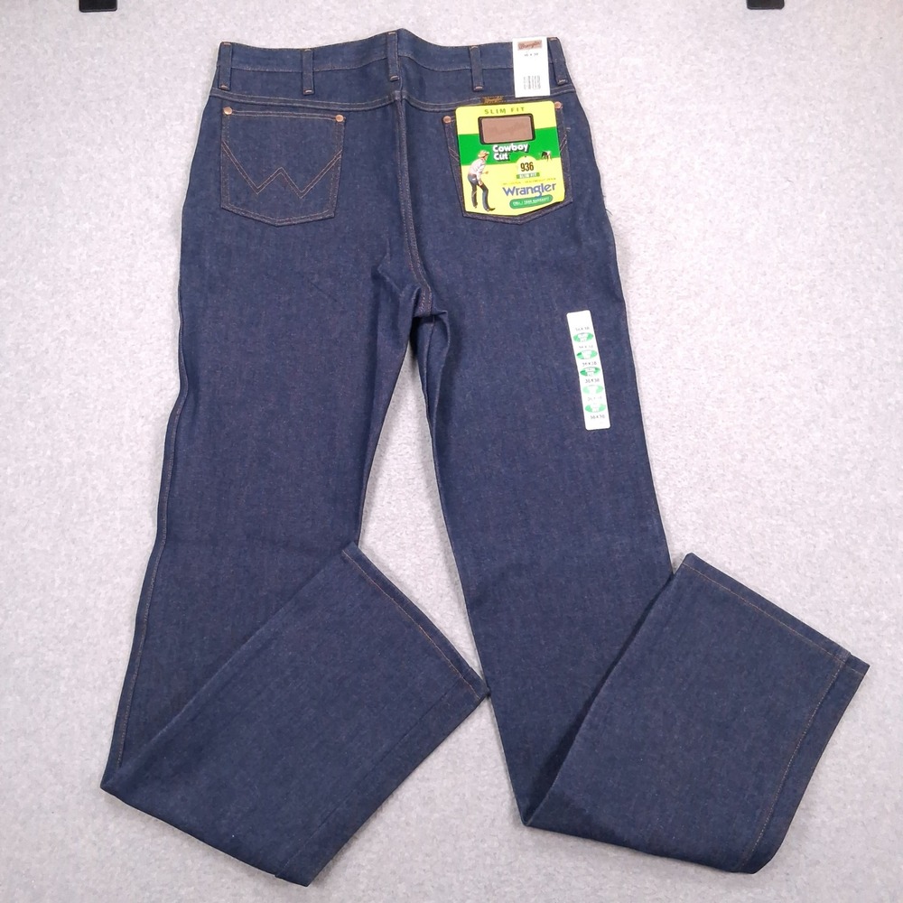 NWT Wrangler Cowboy Cut Jeans Mens 36x38 Blue Rigid Indigo Slim Fit 936DEN